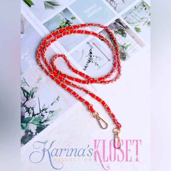 Crossbody Purse Strap 💕, Unbranded Chain Clutches, 💕 Gold & Red Vegan Leather - Picture 1 of 5